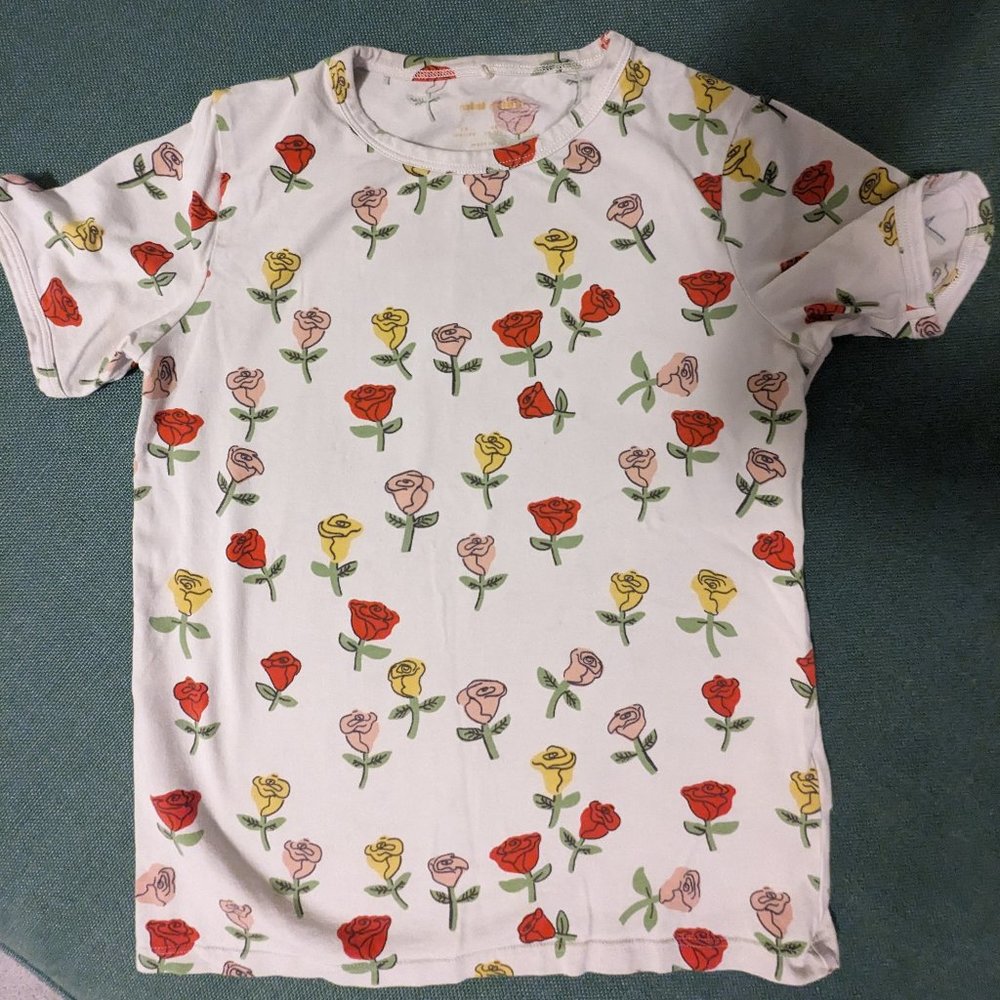 Mini Rodini Roses Short Sleeve  sz 10-11